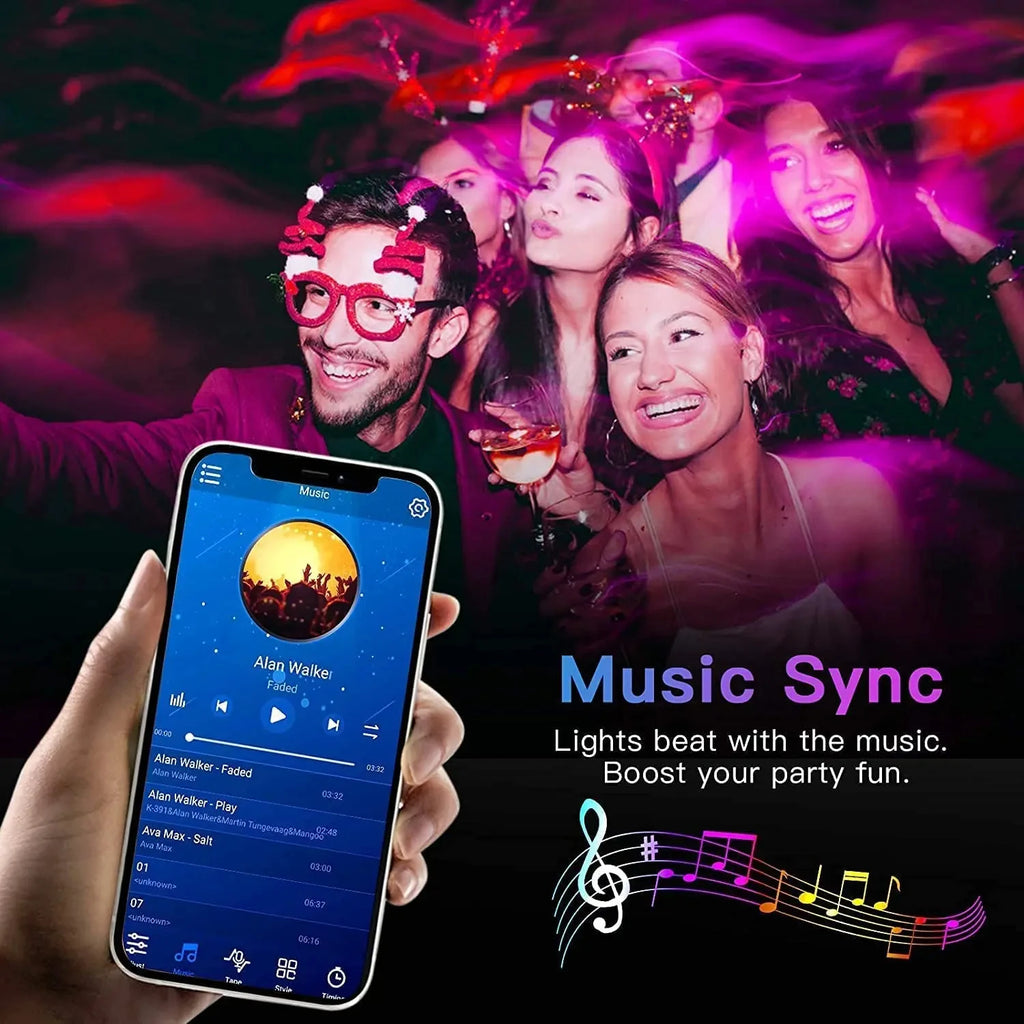 Bluetooth LED Lights Strip 5050 Smart APP Remote Control Flexible Diode Lamp RGB Tape Backlights Game Room Christmas Decoration