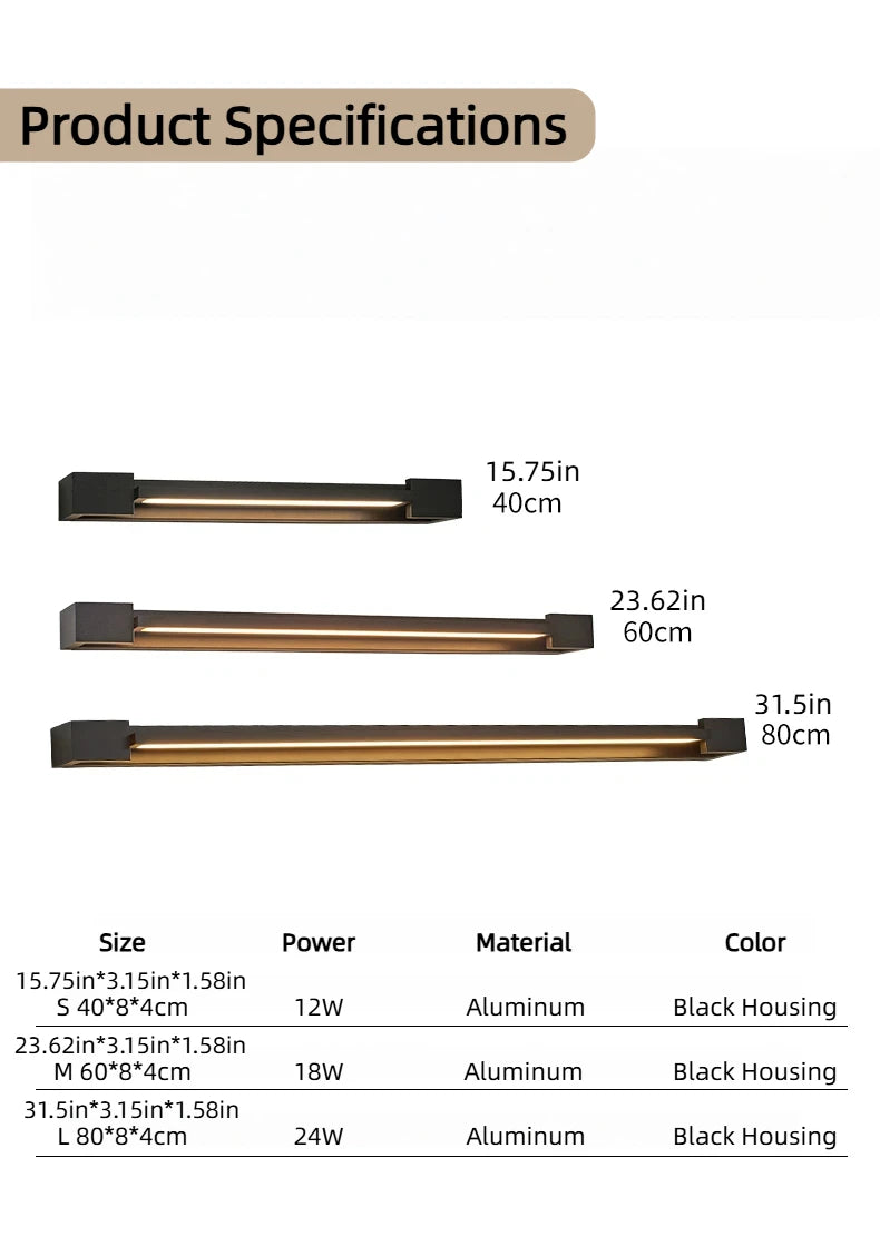 Latest 2026 Rotatable Adjustable LED Wall Lamp,IP65 Aluminum Long Strip Sconce for Bedroom Computer Room Villa Store Interior