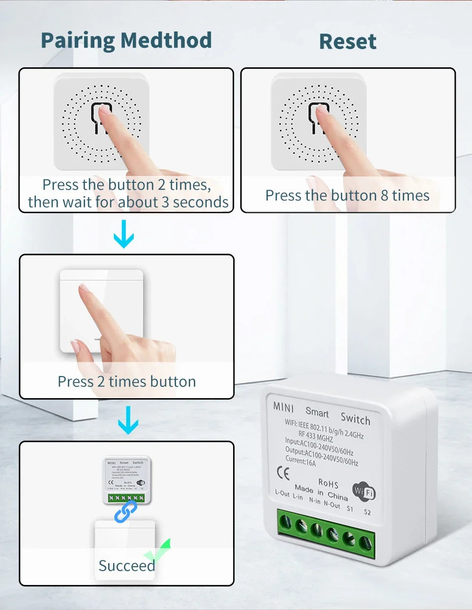 Wifi Smart Switch for Led Lighting Tuya Smart Life RF 433MHz Remote Voice Control Alexa Google Alice 1/2/3 Gang Wireless Switch