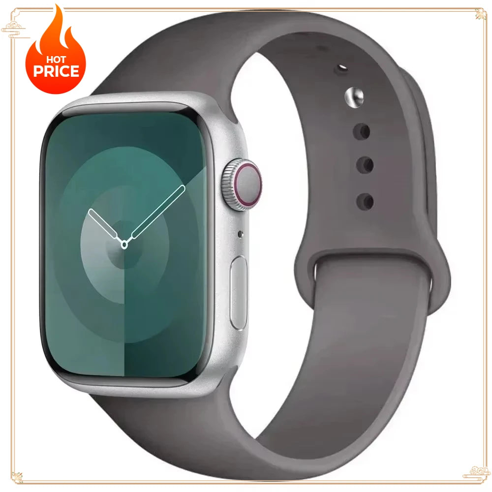 Original Silicone Strap for Apple Watch Band 38/40/41/42/44/45/46MM 49mm Bracelet for Iwatch Serie 10 9 7 4 5 6 8 SE Ultra 2 3