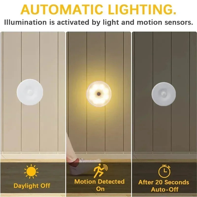 USB Charging Smart Sensor Lamp LED Human Body Induction Night Light Bedside Bedroom Home Corridor Lighting 8 LEDs Mini Wall Lamp