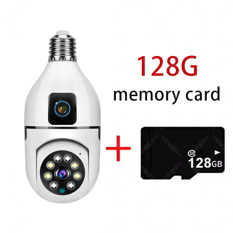 8MP E27 Bulb Surveillance Camera Wifi Camera Dual Lens Security Wireless Baby Monitor Two-way Automatic Human Tracking Monitor