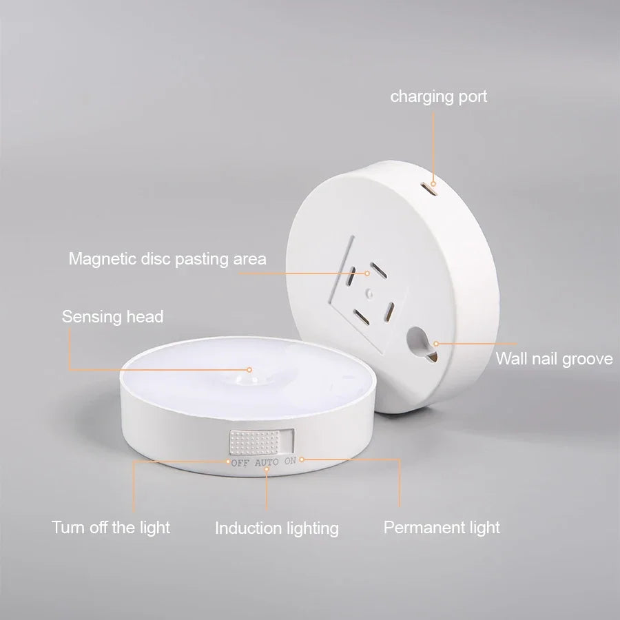 LED Human Body Induction Night Light 8LEDs USB Charging Smart Sensor Lamp Bedside Bedroom Home Corridor Lighting Mini Wall Lamp