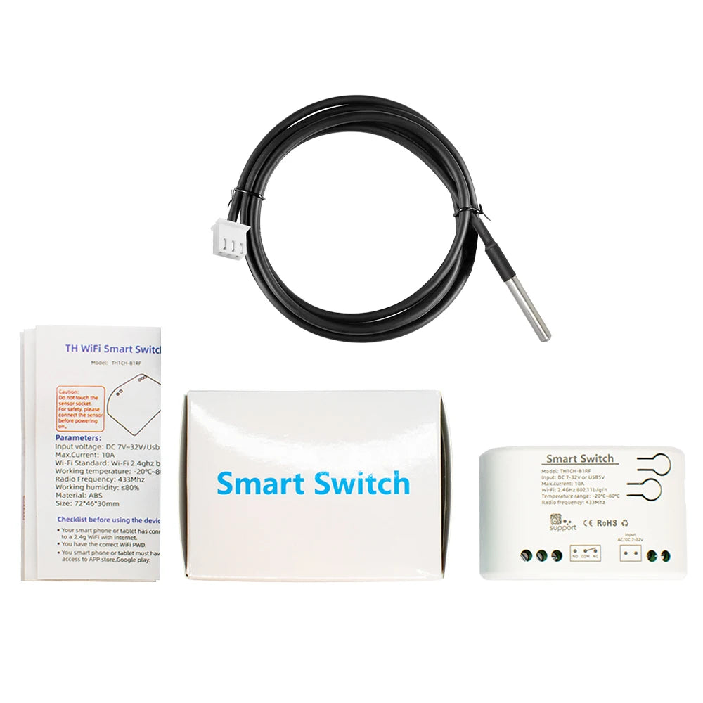 Smart Temperature Humidity Wifi Switch 10A 2000W Intelligent Monitoring Thermostat Compatible with Ewelink Alexa Google Home