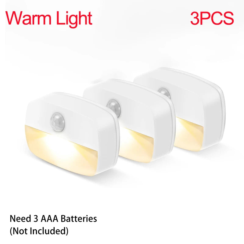 Auto ON/OFF LED Smart Night Lamp Under Cabinet Light PIR Motion Sensor Kitchen Bedroom Light for Night Cupboard Closet Stairs