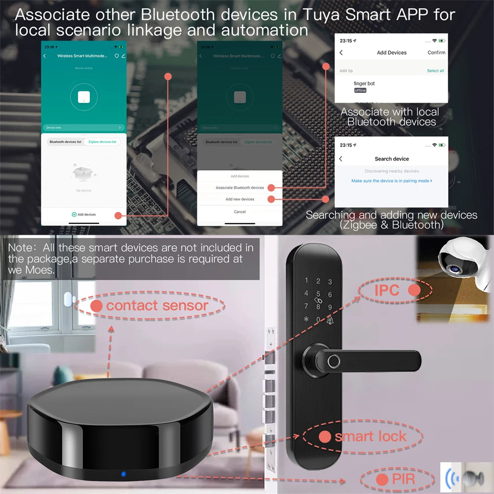MOES Tuya Smart ZigBee Multi-mode Gateway Bluetooth Mesh Hub 38K IR Remote Controller 2in1 Voice Control For Alexa Google Home
