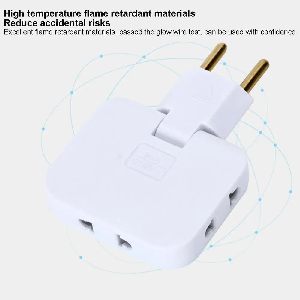 3 Way Multiple Outlet Splitter Extender 180 degree splitter adapter Flat swivel tee for a lightweight outlet Space Saving