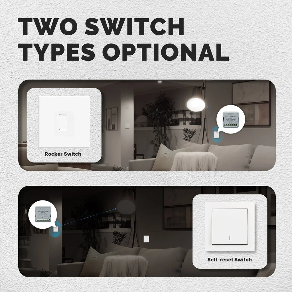 MOES Star Ring Series Mini Tuya WiFi/Zigbee Smart Switch DIY Module Light Switch 1/2 Gang Remote Control Work Alexa Google Home