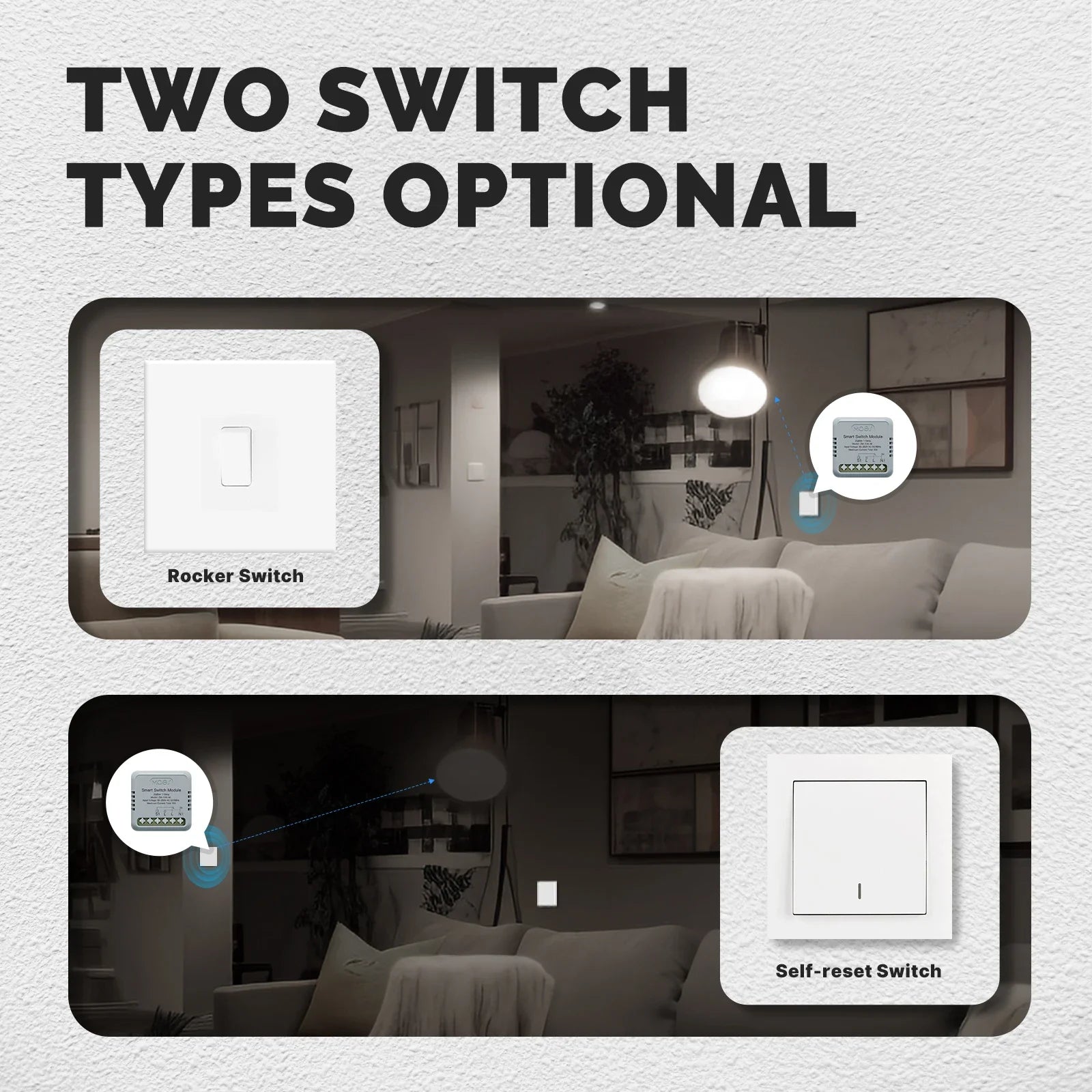 MOES Star Ring Series Mini Tuya WiFi/Zigbee Smart Switch DIY Module Light Switch 1/2 Gang Remote Control Work Alexa Google Home
