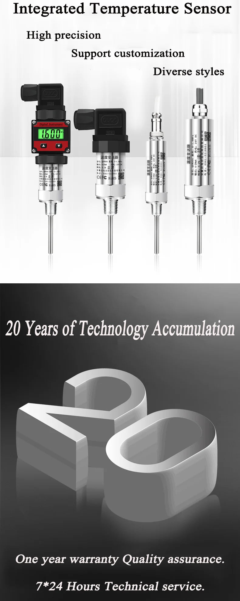 PT100 Temperature Transducer M20*1.5 4-20mA Hirschmann Temperature Sensor 0-10V 0-5V Thermal Resistance Temperature Transmitter