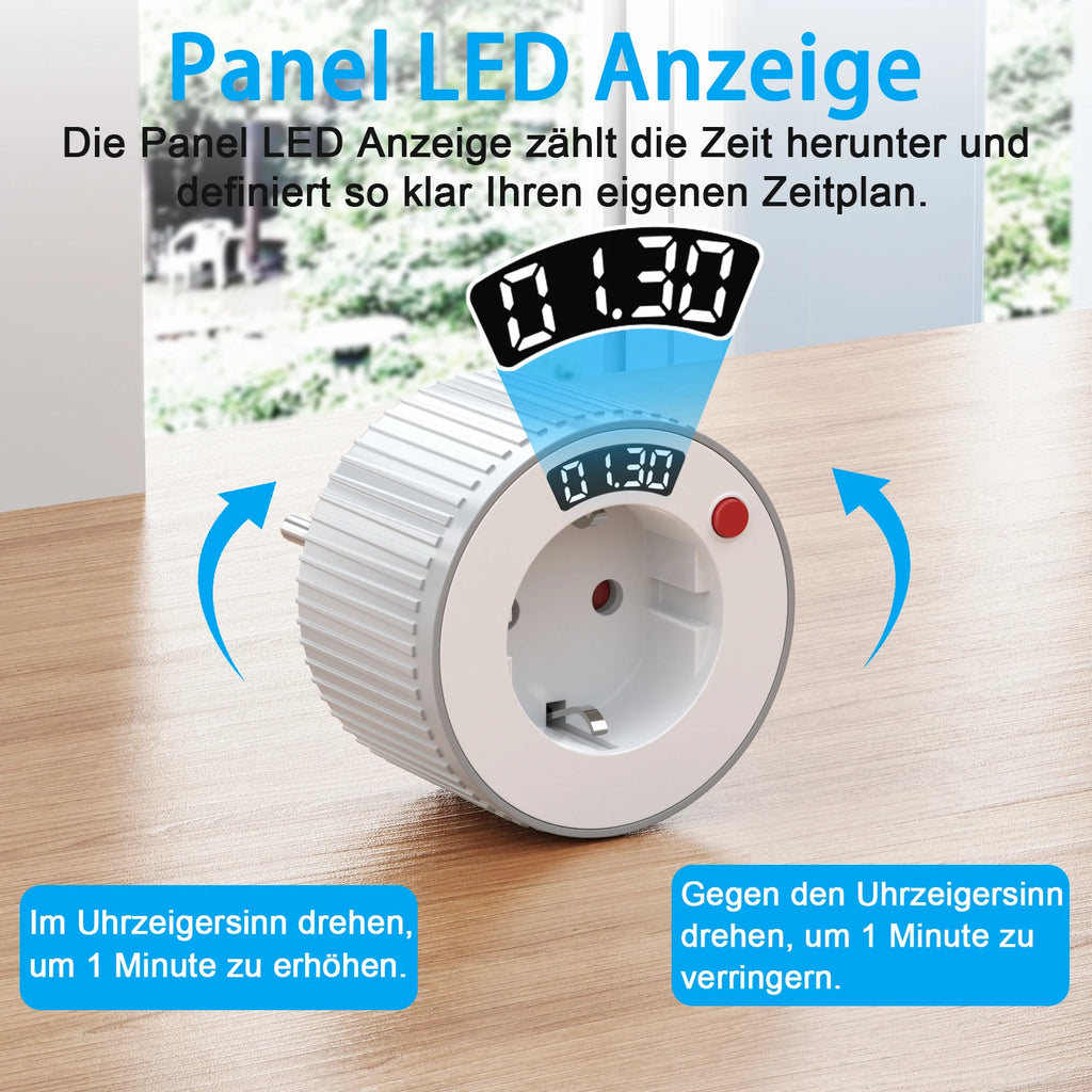 24-hour European standard rotary timer socket, rotary time adjustment, 3680W high power, fireproof and overload resistant