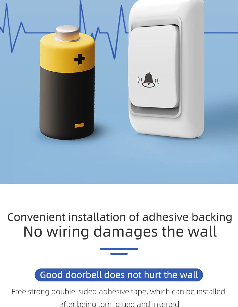 Wireless Doorbell - Home Ultra-Long-Distance Electronic Remote Control Digital Chime Doorbell - Child and Elderly Person Wireles