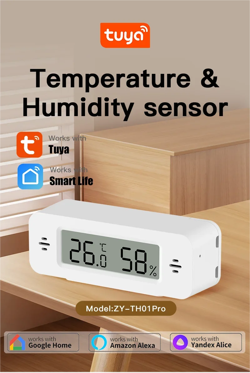 Tuya Zigbee WiFi Mini Temp & Humi Sensor Smart Home Thermometer Hygrometer APP Remote Works with Google Home Alexa Yandex