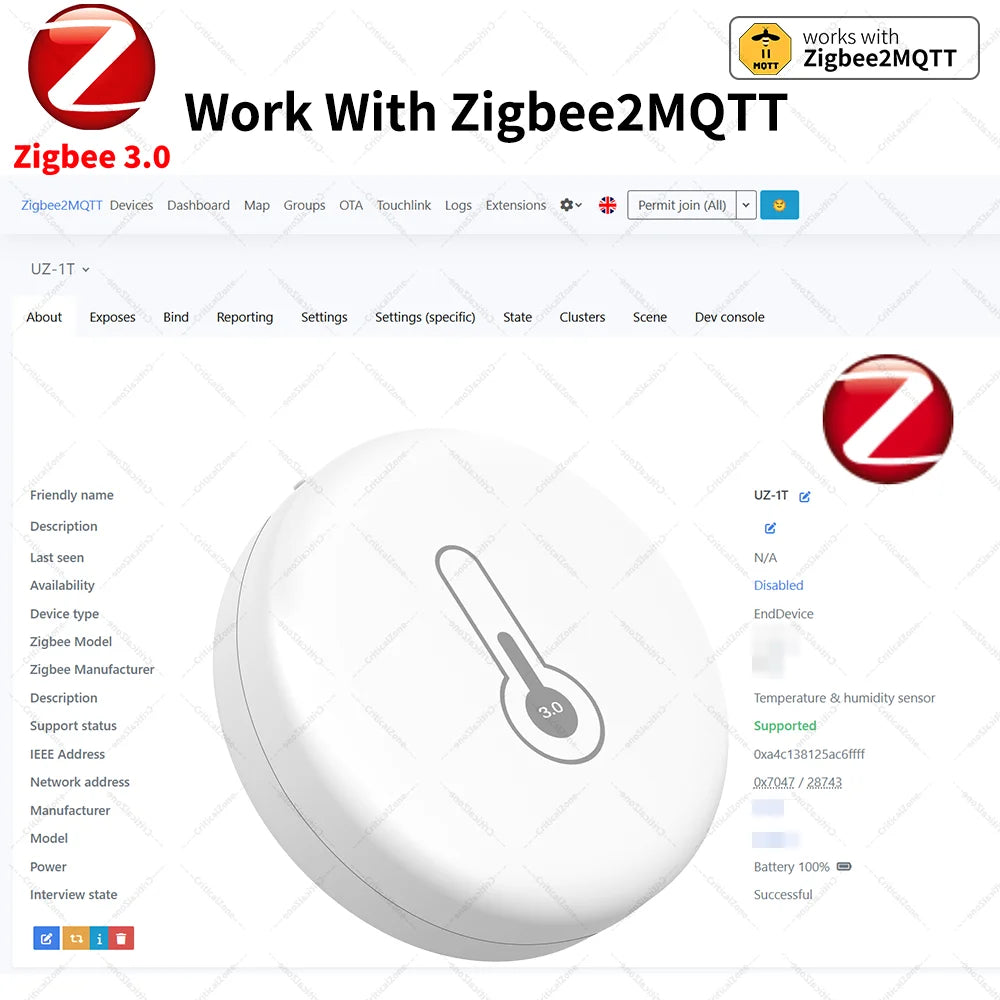 Zigbee 3.0 Sensor Temperature Humidity Sensor Zigbee Hub Required workwith Home Assistant Yandex Alexa ZHA Zigbee2MQTT HA