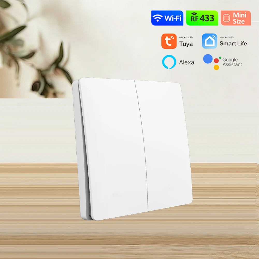 TUYA ALEXA Self-powered Wireless Wall Switch No Battery Required 86Type RF433Mhz Waterproof Switch AC110V 220V for home light