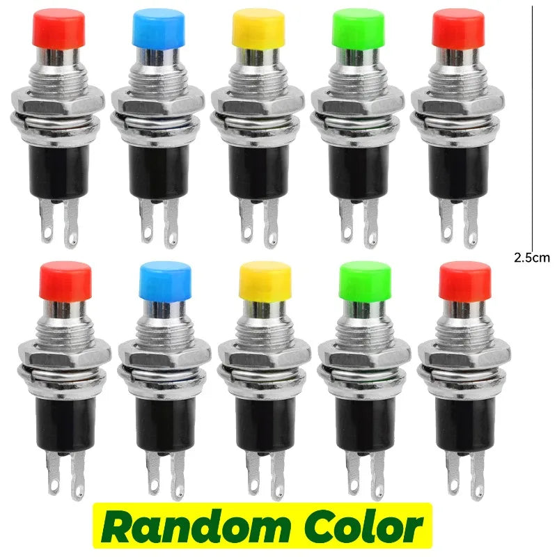 7Mm Momentary Push Button Switch Mini Pushbutton Switches Reset Jog Lock Free Switch Pre-Soldered Normal Open Light Pushbuttons