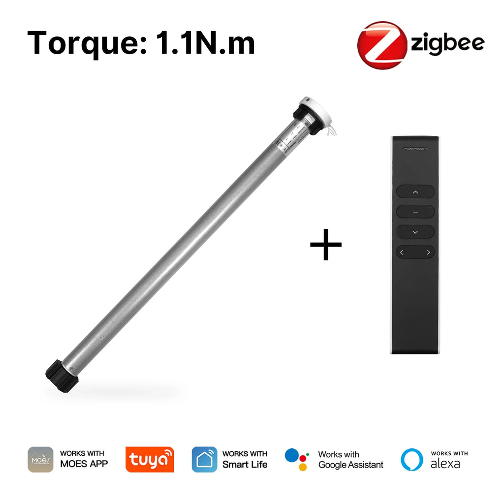 MOES Tuya Automatic Smart Zigbee Roller Shade Blinds Motor for 38mm Tube Remote Control work with Smart Life Alexa Google Home