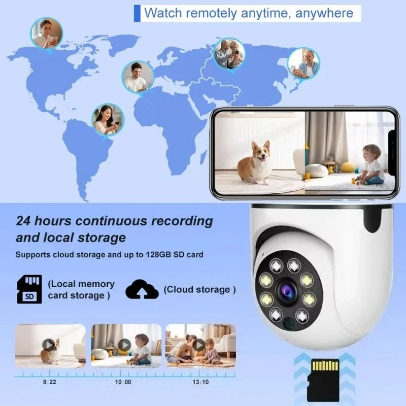 8MP E27 Bulb Surveillance Camera Wifi Camera Dual Lens Security Wireless Baby Monitor Two-way Automatic Human Tracking Monitor