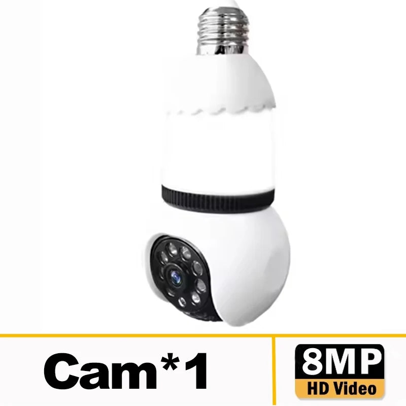 8MP E27 Bulb Lamp Camera LED Bulb Smart IP Surveillance Two-way Audio AI Auto Detect Wireless Surveillance Cameras WIFI Camera