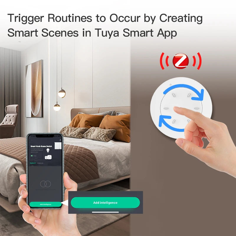 Works with Tuya ZigBee Smart Knob Switch Wireless Scene Switch Button Remote Dimmer Battery Powered Automation for Smart Life AP