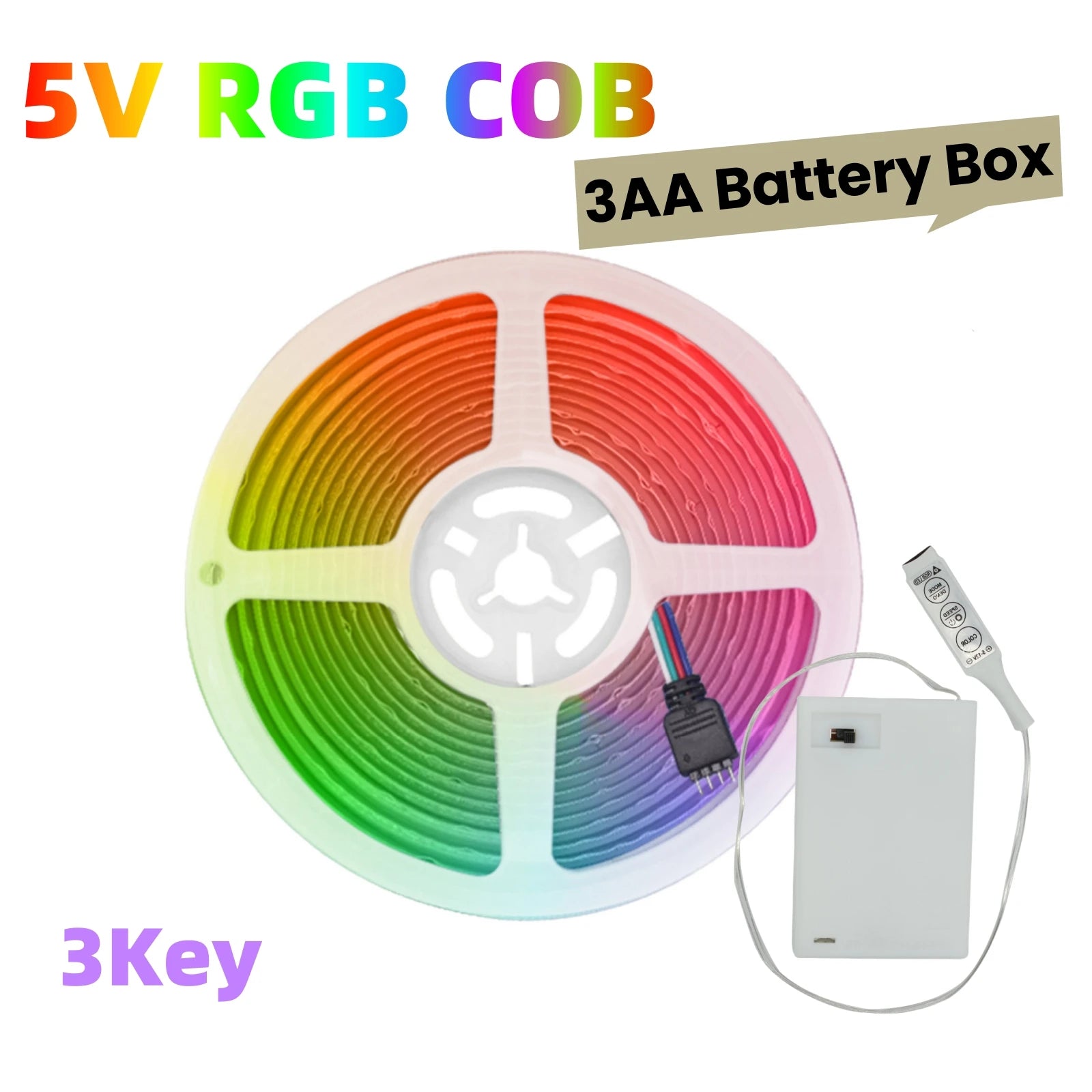 5V AA Battery RGB COB LED Strip Light Smart Bluetooth Dimmable Color Changing Flexible Tape Ribbon TV BackLight 17/24/44Key