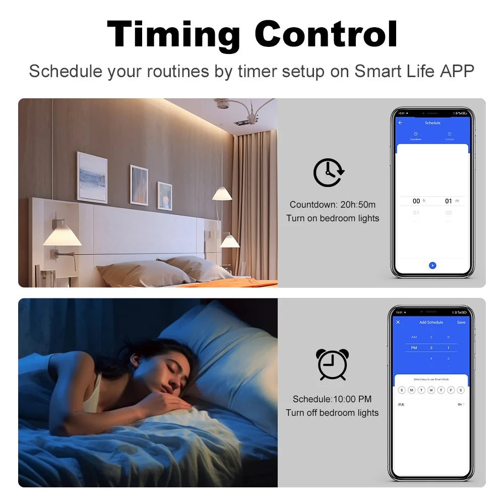 Smart Matter WIFI US Wall Light Switch Neutral Wire Optional 1-4 Gang Big Physical Push Button Voice Control Google Home Alexa