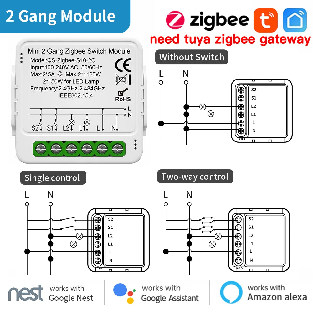 TNCE Tuya Switch Light Curtain Dimmer WIFI Zigbee, Smart DIY MINI Module, Roller Blinds Shutter Breaker, voice alexa google home