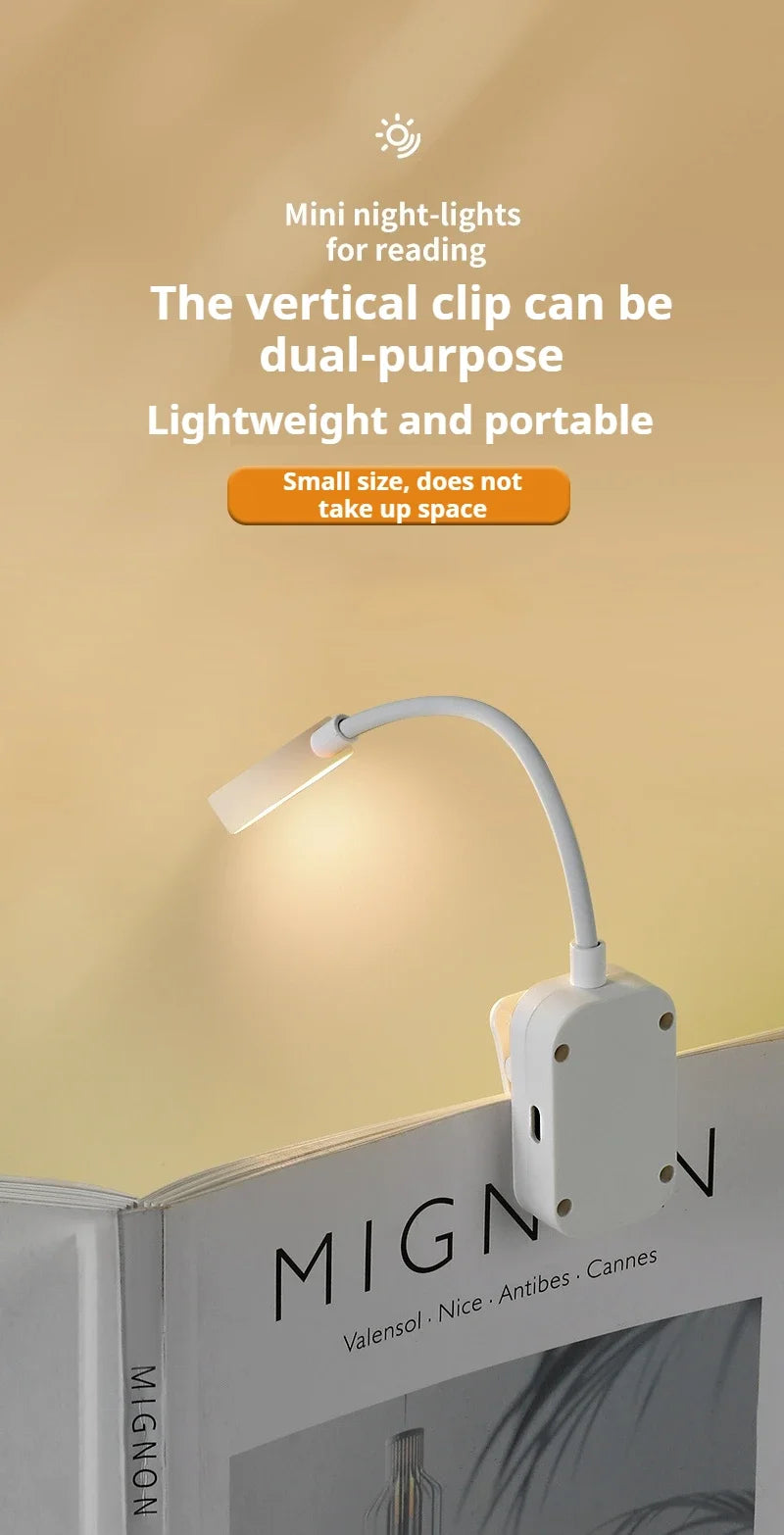 Mini LED Reading Book Light Table Lamp 3 Modes Adjustable Eye Protection Clip-On Study Reading Lamp for Travel Bedroom Book
