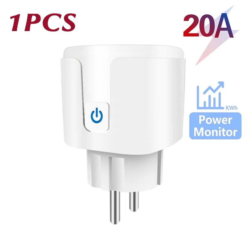 Tuya Wifi Smart Plug EU 16/20A with Power Monitor Function Wireless App Voice Remote Control Socket Works with Alexa Google Home