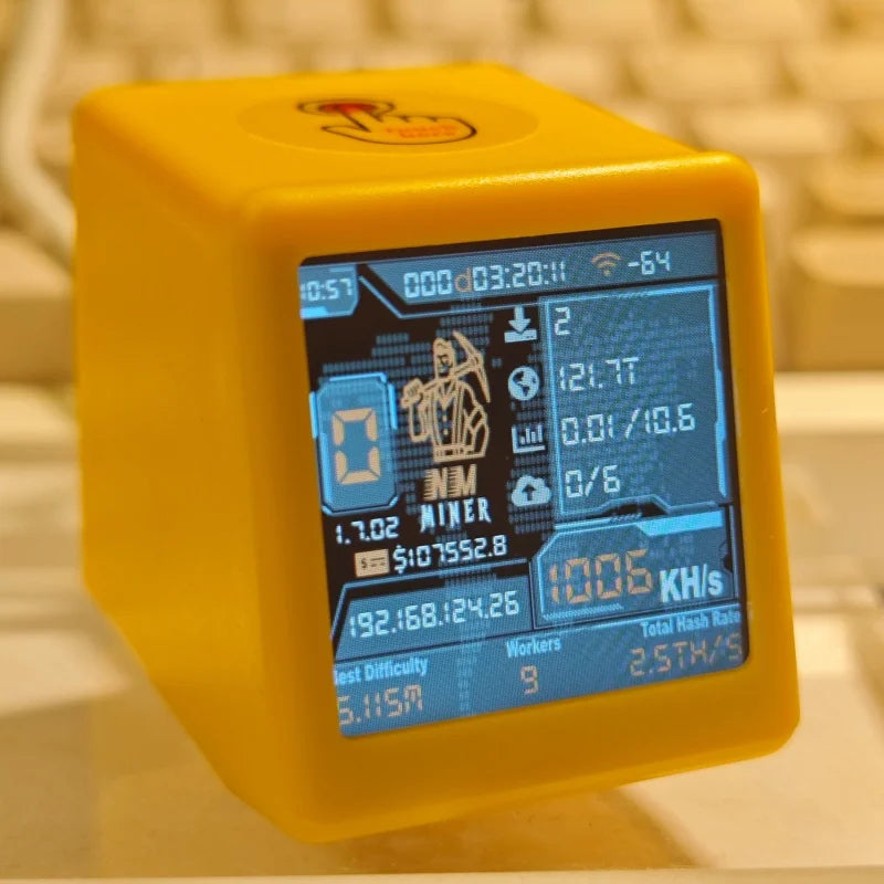 Lower Power Consumption BTC Solo Lottery Miner for computer nerd Smart TV Hashrate1060KH/s ESP32  gift home silent Desktop Clock