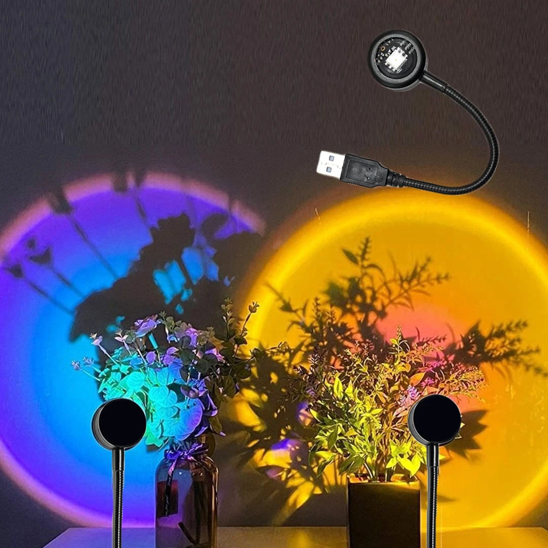LED Sunset Lamp USB Rainbow Neon Night Light Projector Lamp Room Phone Self Photography Atmosphere Light Bedroom Wall Decor Gift