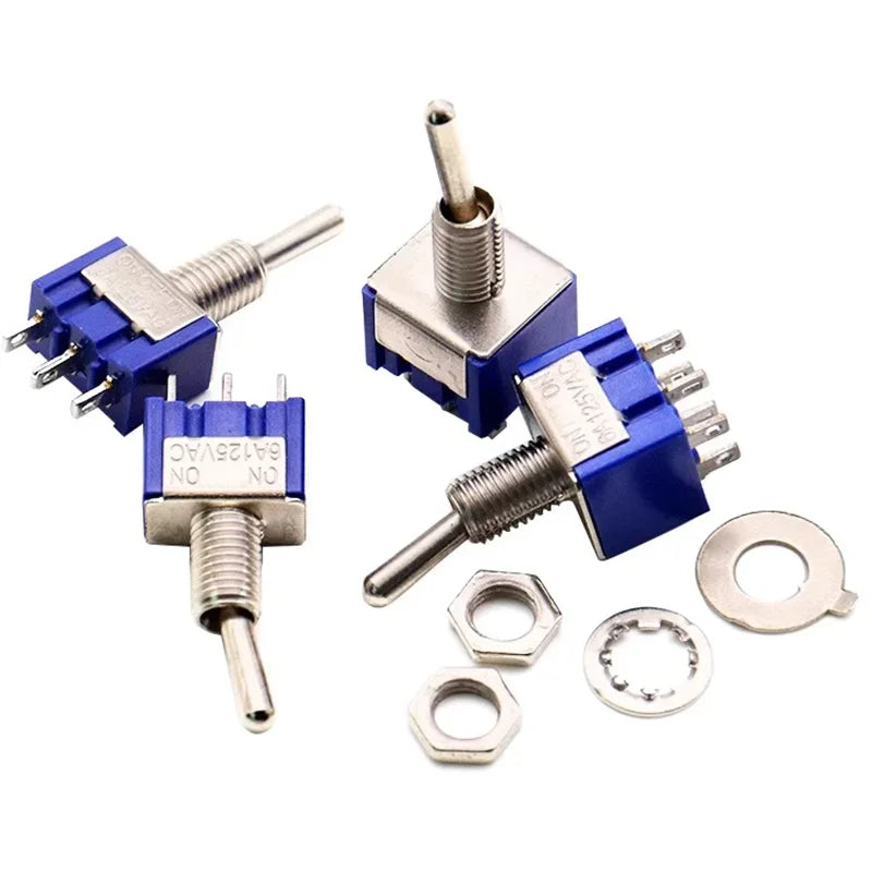 10PCS SPDT Mini Toggle Switch ON-Off-ON/ON-ON MTS202 203 Miniature Power Button Switch AC125V/6A Rocker Switch MTS-102 103