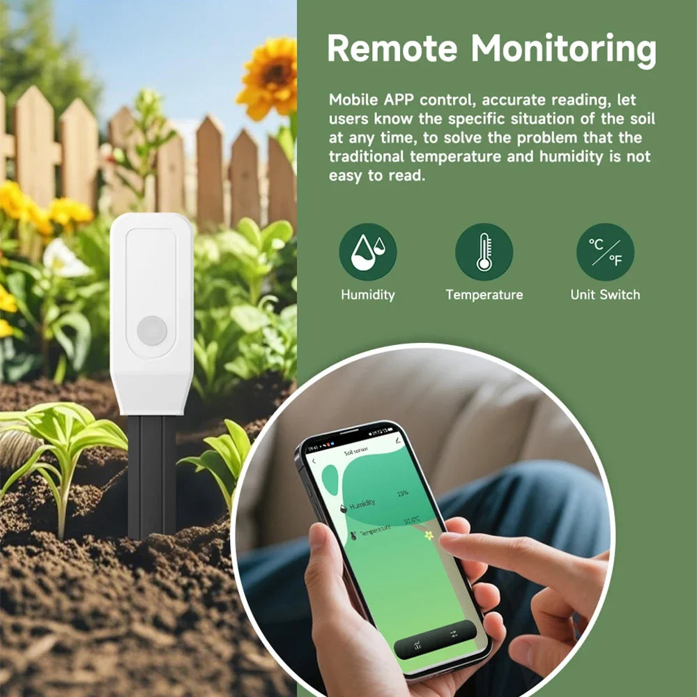 Tuya WiFi Soil Moisture Meter Temperature Humidity Sensor Garden Plant Monitor for Automatic Watering Smart Life App Control