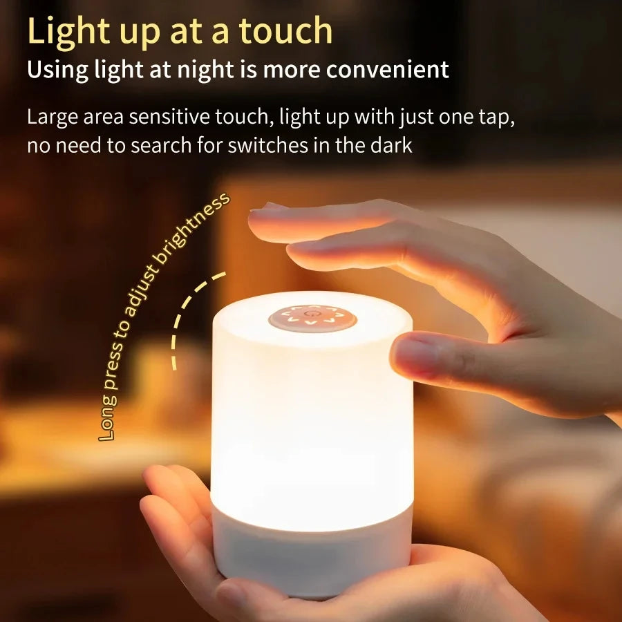 LED Touch Night Light USB Rechargeable Table Lamp With Remote Control Switch 3 Colors Dimmable Bedside Night Lamp Bedroom Decor