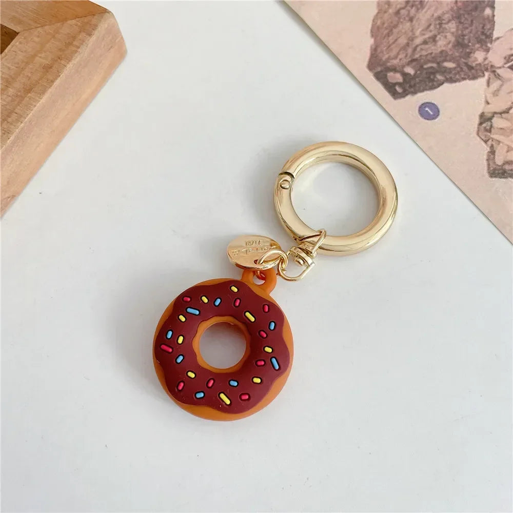Silicone Case for Apple Air Tag Tracker Case Cartoon Donut Silicone Case for Apple Airtag Case Dog Collar GPS Finder Protective