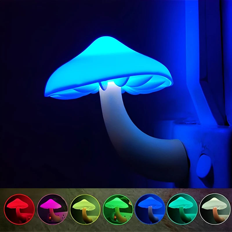 Christmas Gift LED Night Lights Mushroom Shape Automatic Sensor Bedroom Decor Wall Lamps for Kid Room Bedside Lamp US/EU Plug