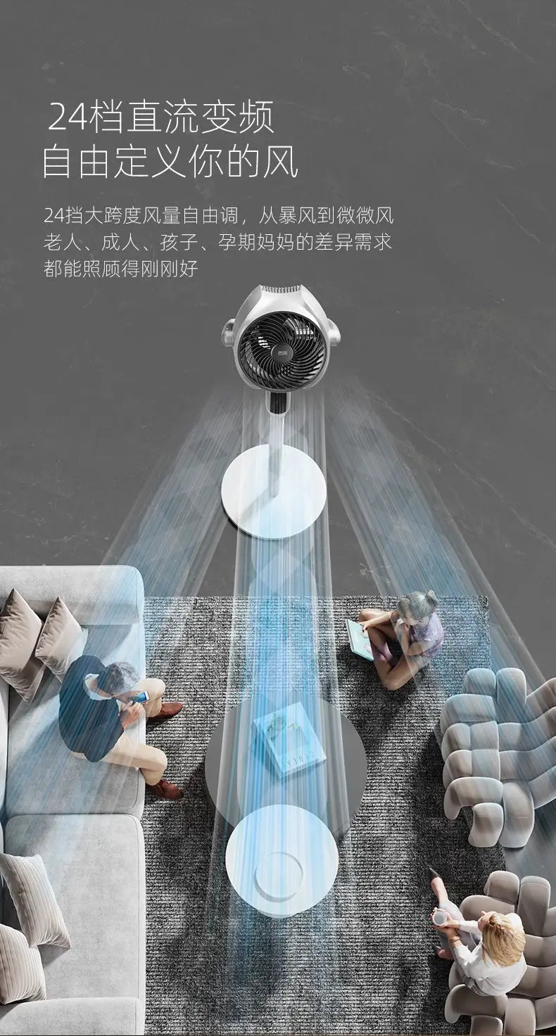 Air Circulator Fan: Smart Timer, Vertical Floor Fan – Quiet DC Inverter, High Wind Power