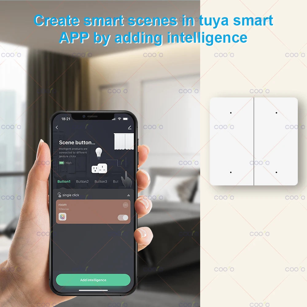 Smart Tuya ZigBee Scene Switch 4 Gang 12 Scene Switch Push Button Controller Battery Powered Automation Scenario for Tuya Device