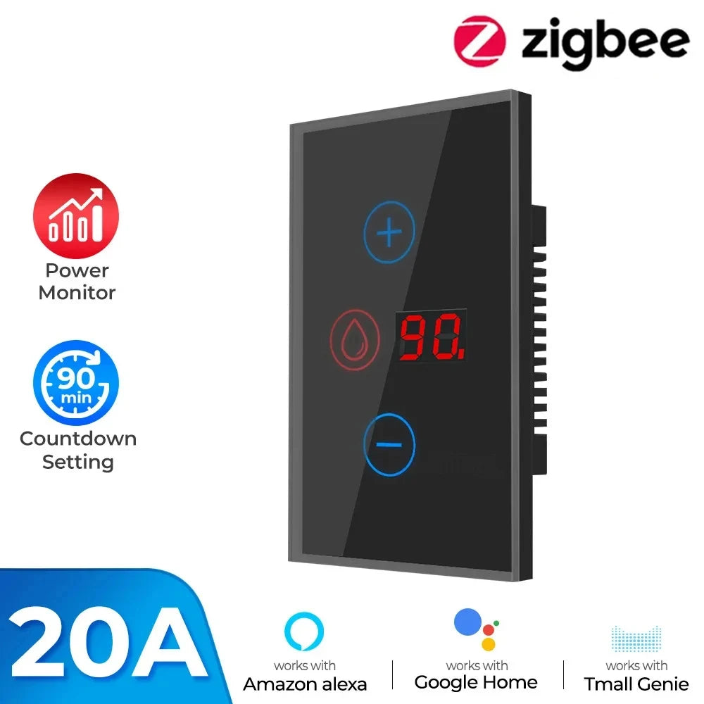 Tuya EU US WiFi/zigbee Smart Water Heater Boiler Switch With Power Monitor Smart Life Control Works With Alexa Alice Google Home