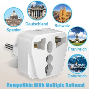 3pcs Universal Travel Adapters, European Travel Plug US UK AU to EU Plug Converter Socket Universal Plug to 2 Pin 4 mm for Home