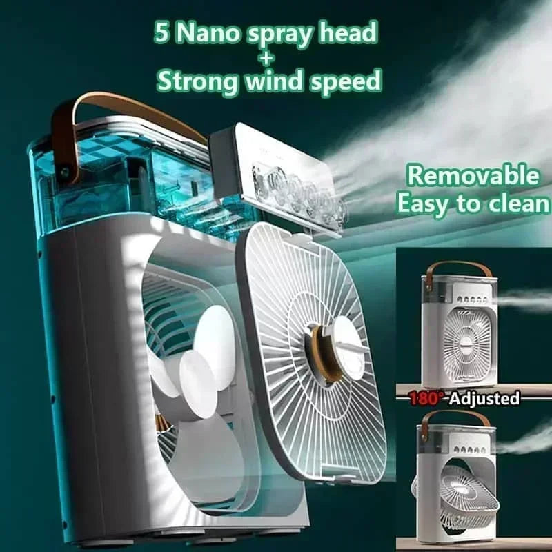 2026 3 In 1 Mini Air Cooler LED Night Light Humidifier Portable Cooling Device For Home Office Desktop Air Refreshing Appliance