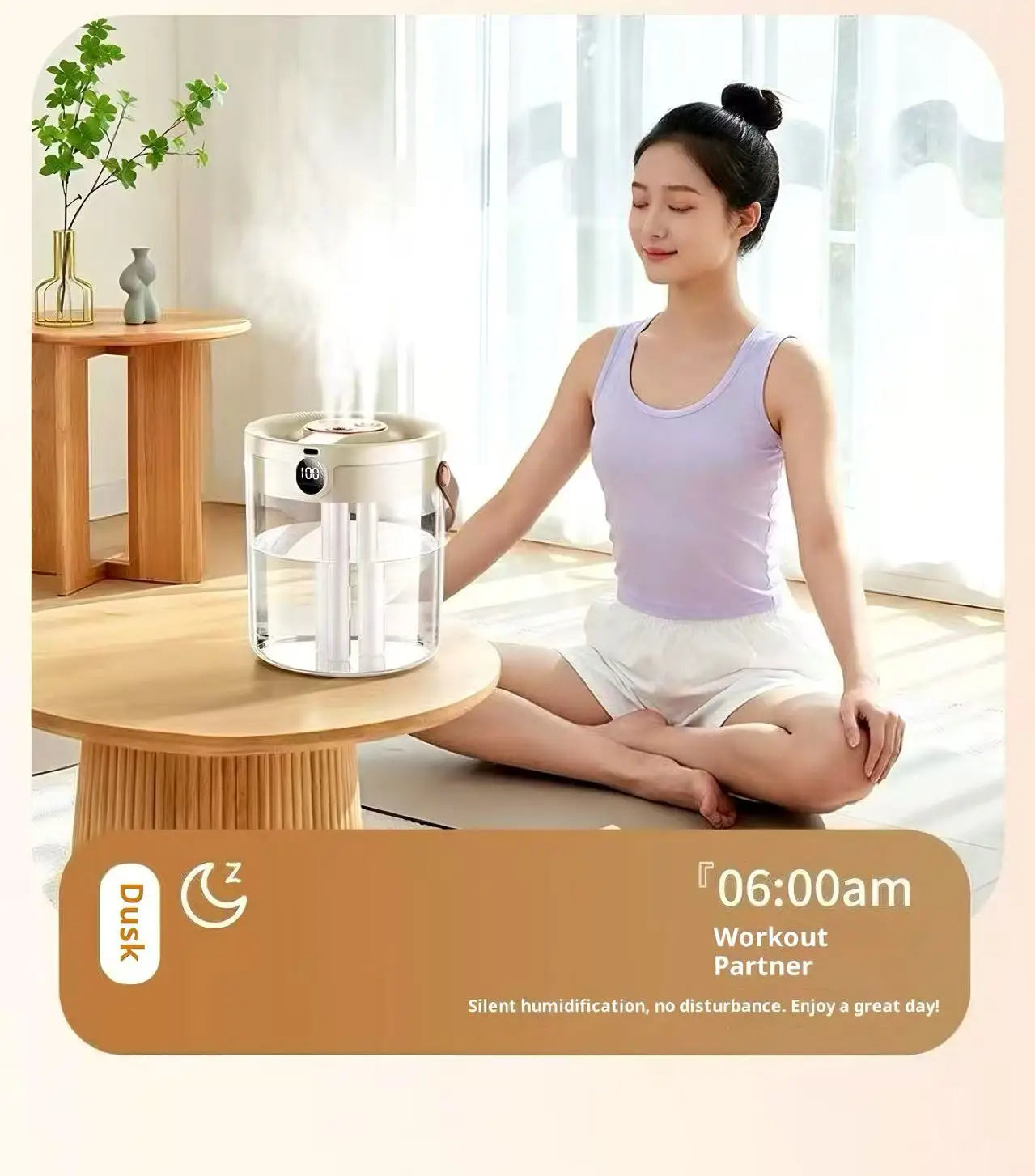 Smart 3 Spray Humidifier Digital Display Silent Large Volume Air Purifier Night Light Portable Desktop Home Bedroom Humidifier