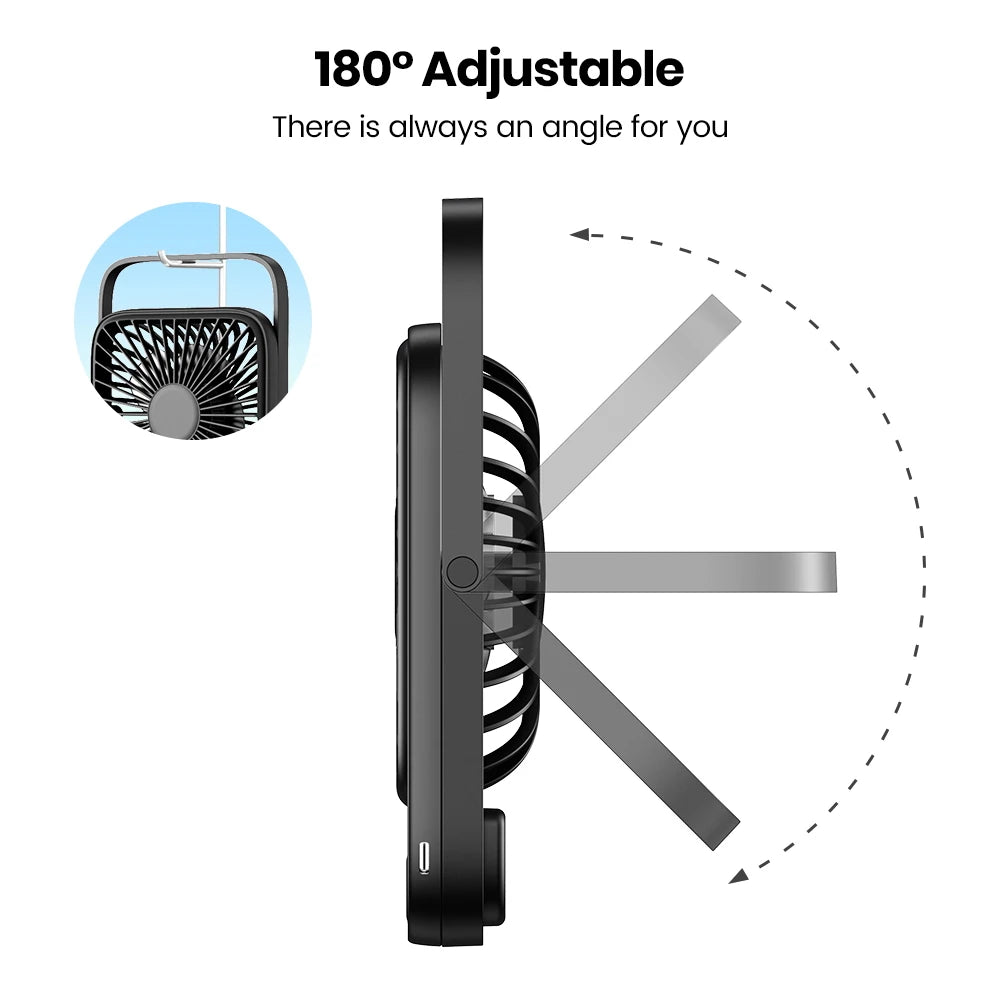 TOPK Rechargeable Portable Fan Electric Mini fan for Camping,4600mah Battery USB Desk Fan Small Silent Table Fans for Room Home