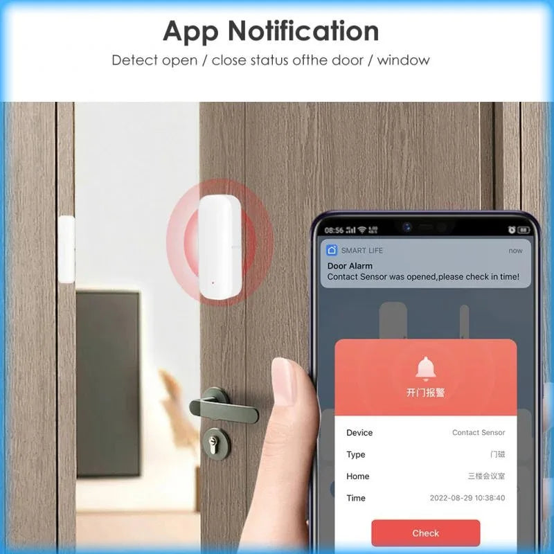 Tuya Wi-Fi Smart Door And Window Sensor with Magnetic Switch Alexa & Google Home Compatible Home Automation Security