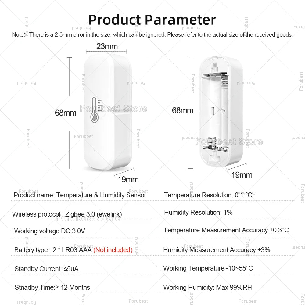 Smart Zigbee Temperature And Humidity Sensor Intelligent Home Thermometer Hygrometer EWelink App Monitor For Alexa Google Alice