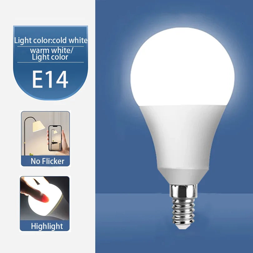 8PCS LED Bulb E27 B22 E14 AC220/110V 3W 6W 9W 12W 15W 18W Brightness and Low Energy Consumption Living Room Home LED Light Bulbs