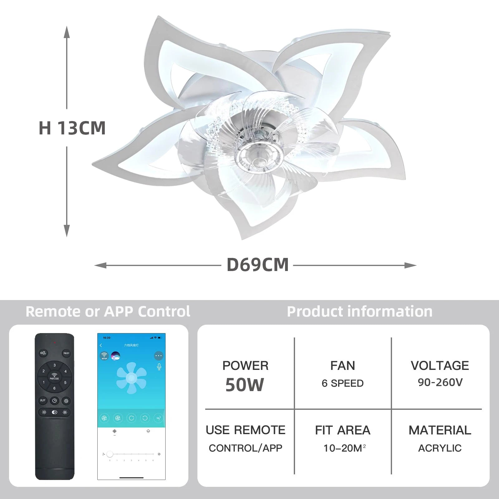 IRALAN Ceiling Fans With Lights Smart Switch Modern Led Ceiling Fan Lamp Minimalist For Living Room Bedroom Home Decor Fan Lamp