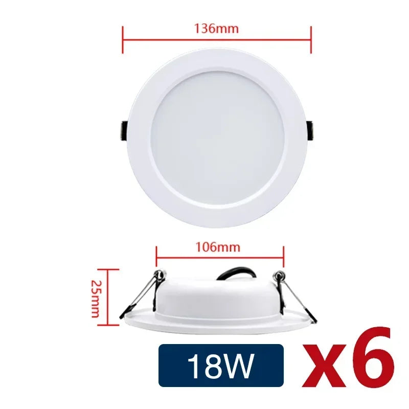 6Pcs LED Downlight AC110V 220V DC12V 24V Recessed Round Ceiling Dowm Light Indoor Bedroom for Home Decor Lighting LED Spot Lamp