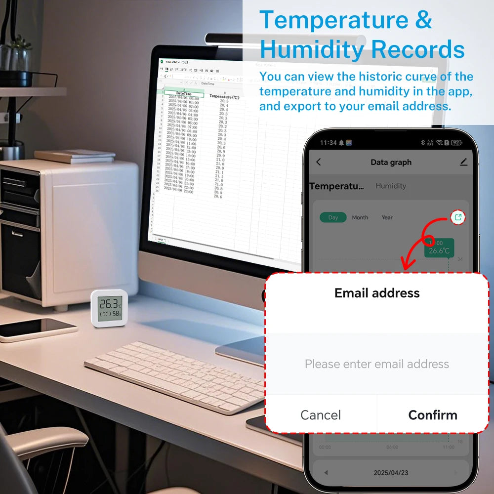 Tuya Zigbee2MQTT Thermometer Hygrometer Sensor Temperature Humidity Sensor Require Hub work with Tuya Smart Alexa Yandex ZHA
