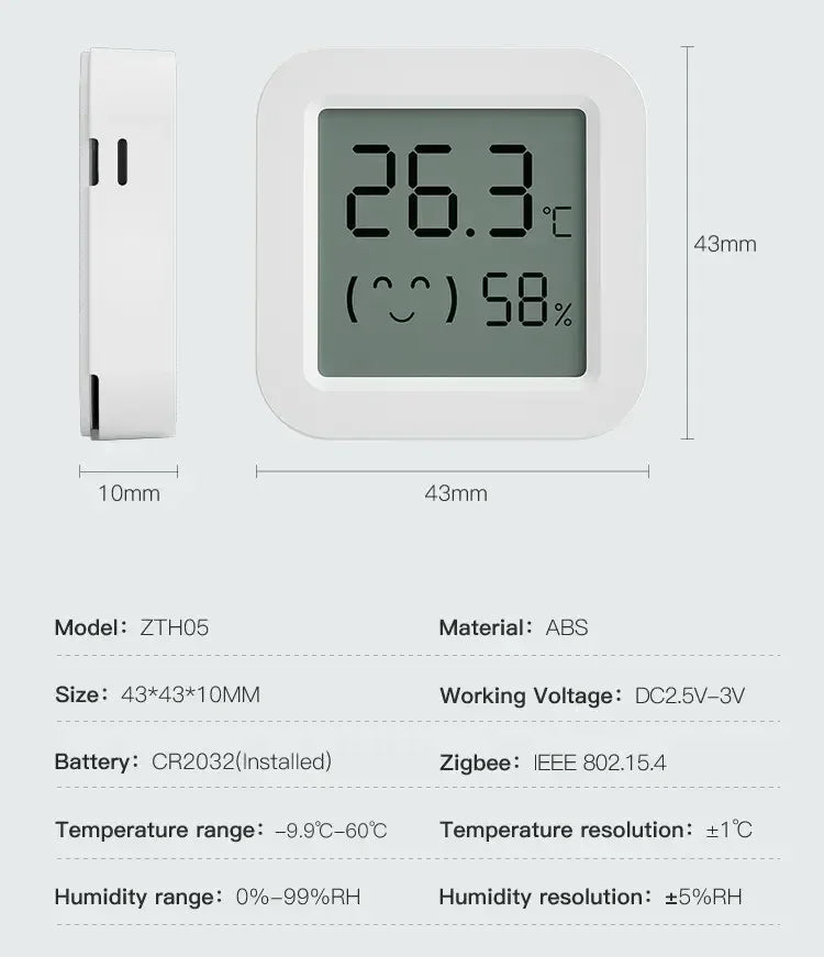 Tuya Zigbee2MQTT Thermometer Hygrometer Sensor Temperature Humidity Sensor Require Hub work with Tuya Smart Alexa Yandex ZHA